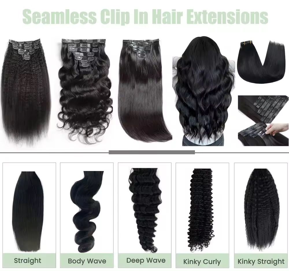 100% Virgin Hair Seamless Clip Ins